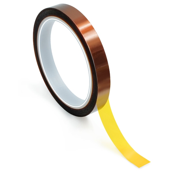 High-Temperature Kapton Tape, 1 Mil Thick, 7/16 In. Wide x 36 Yards Long, Amber - UL Recognized